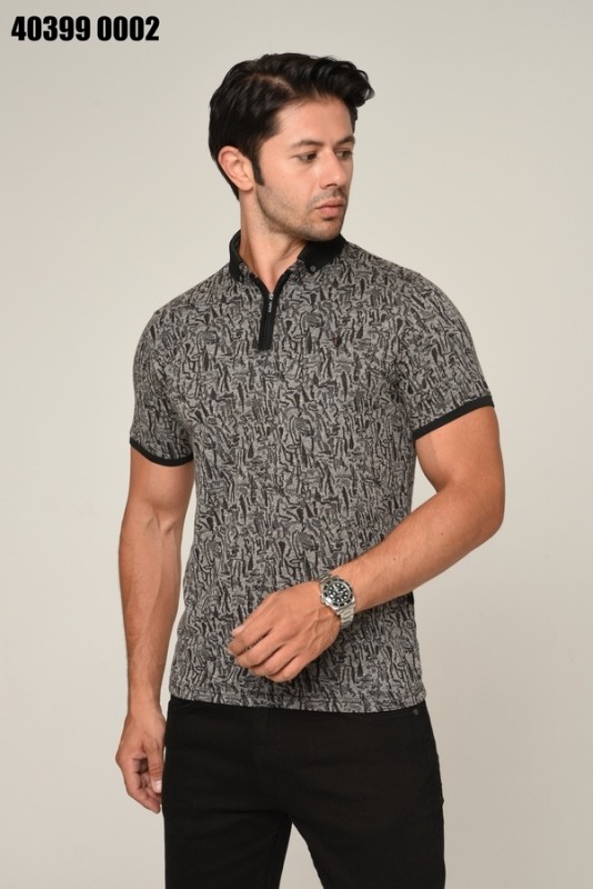 Stand out with a modern look with the new gray and black polo shirt