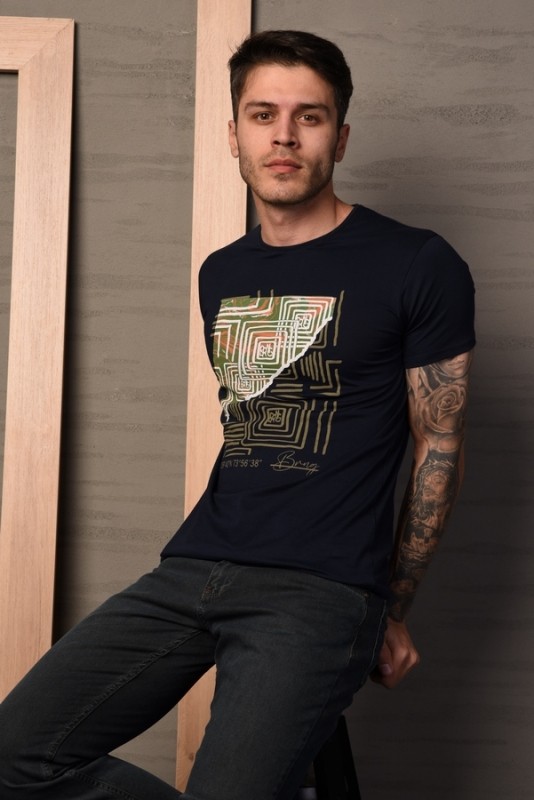 Navy blue t-shirt with unique design