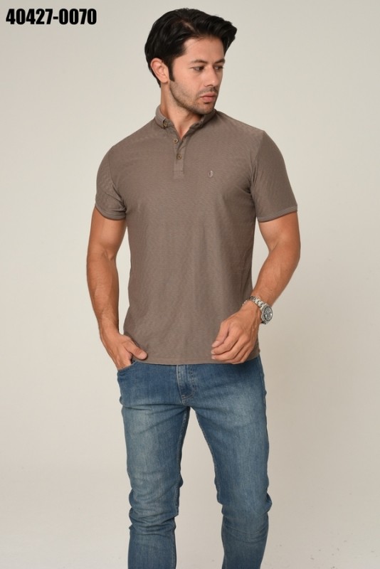 Men's polo shirt in brown-gray color with a simple and comfortable design