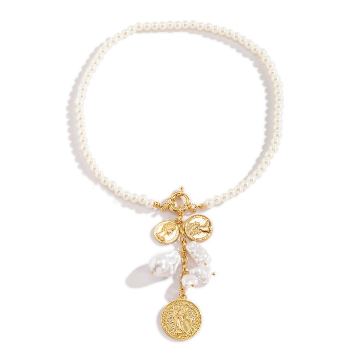 "A Historical Touch: A Pearl Necklace with Gold Pieces Inspired by Antiquity