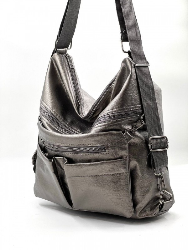 Sparkle everywhere - Silver Multi-Pocket Shoulder Bag
