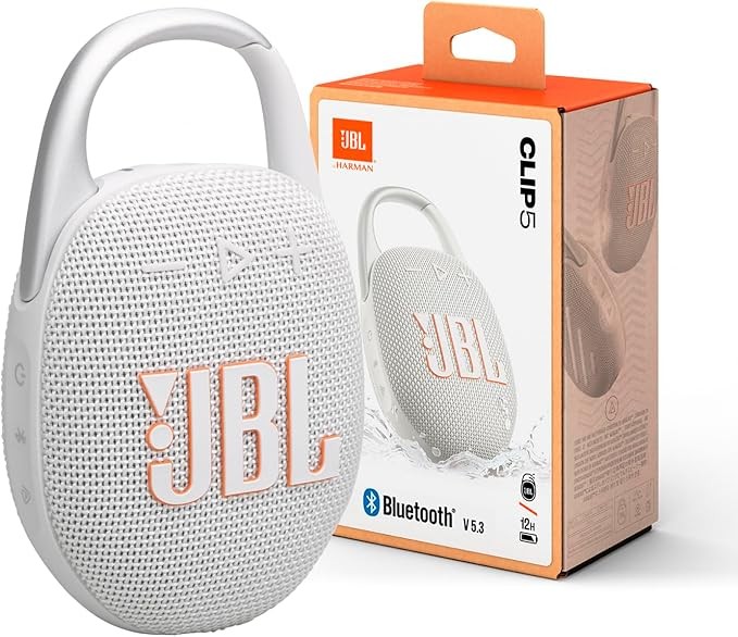 JBL Clip 5 Ultra-Portable Bluetooth Speaker/ White