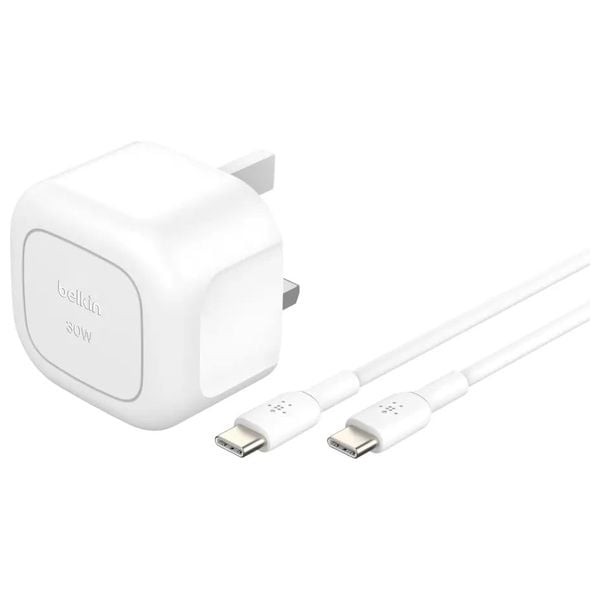 Belkin Wall Charger 30W With Cable USB-C To USB-C-White