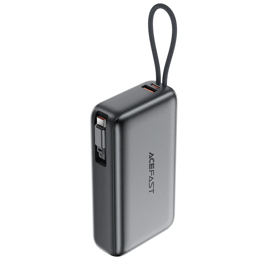 Acefast Power Bank 20K-45W Retractable Cable-Gray-M34 بوربانك ايسفاست