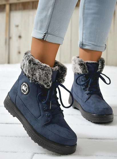 Women's waterproof winter boots with fur lining in burgundy - warm, easy-to-wear snow boots with non-slip soles