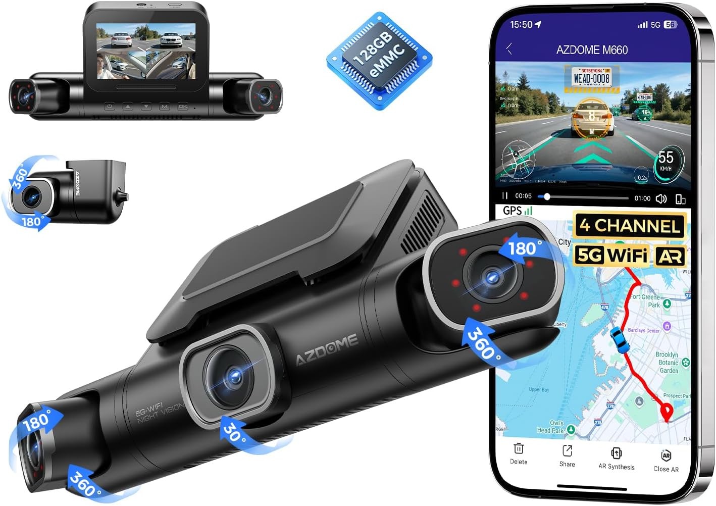 كاميرا داشبورد أزدووم بأربعة قنوات - M660