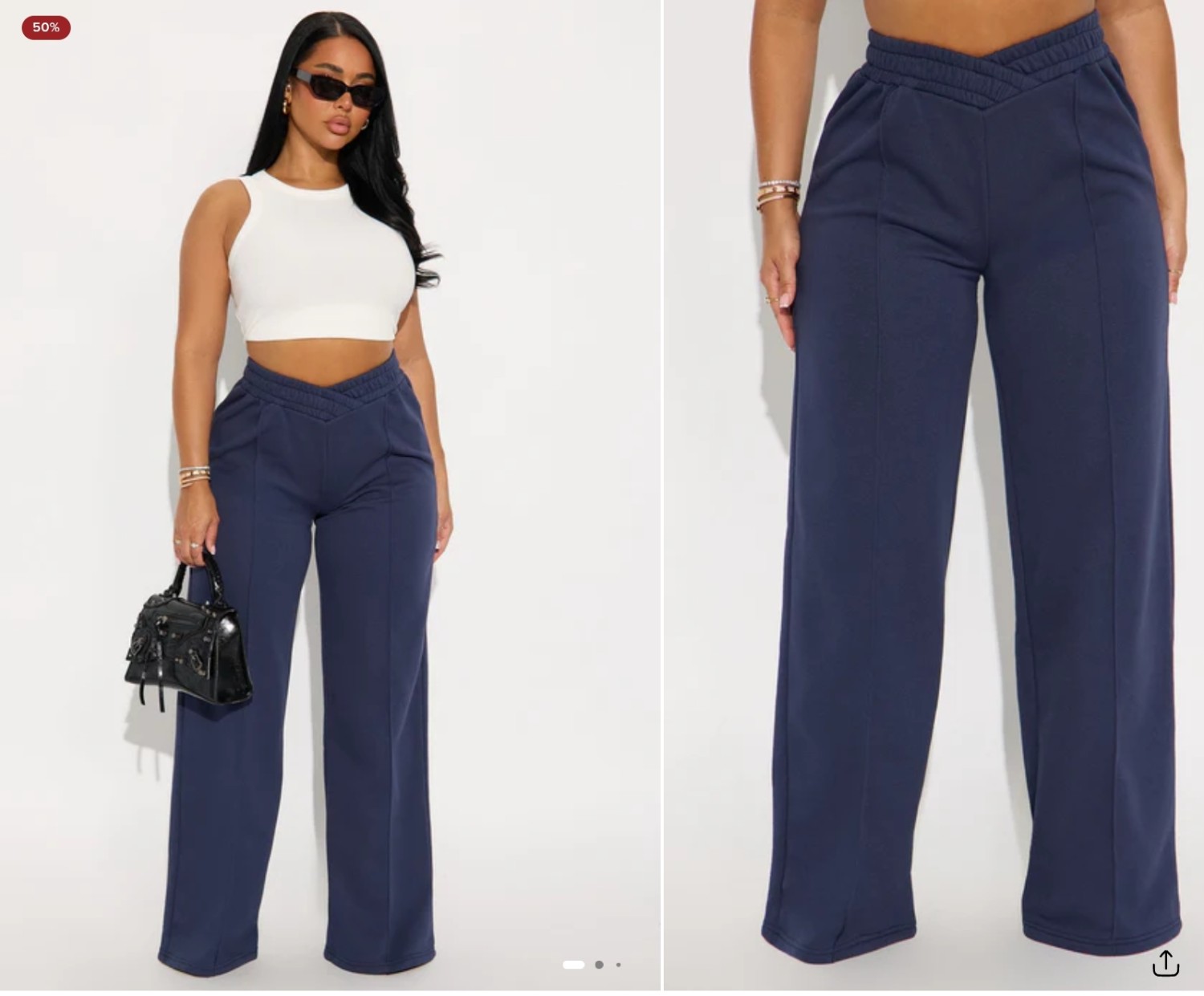 Cassandra Cross Over Lounge Pant - Navy