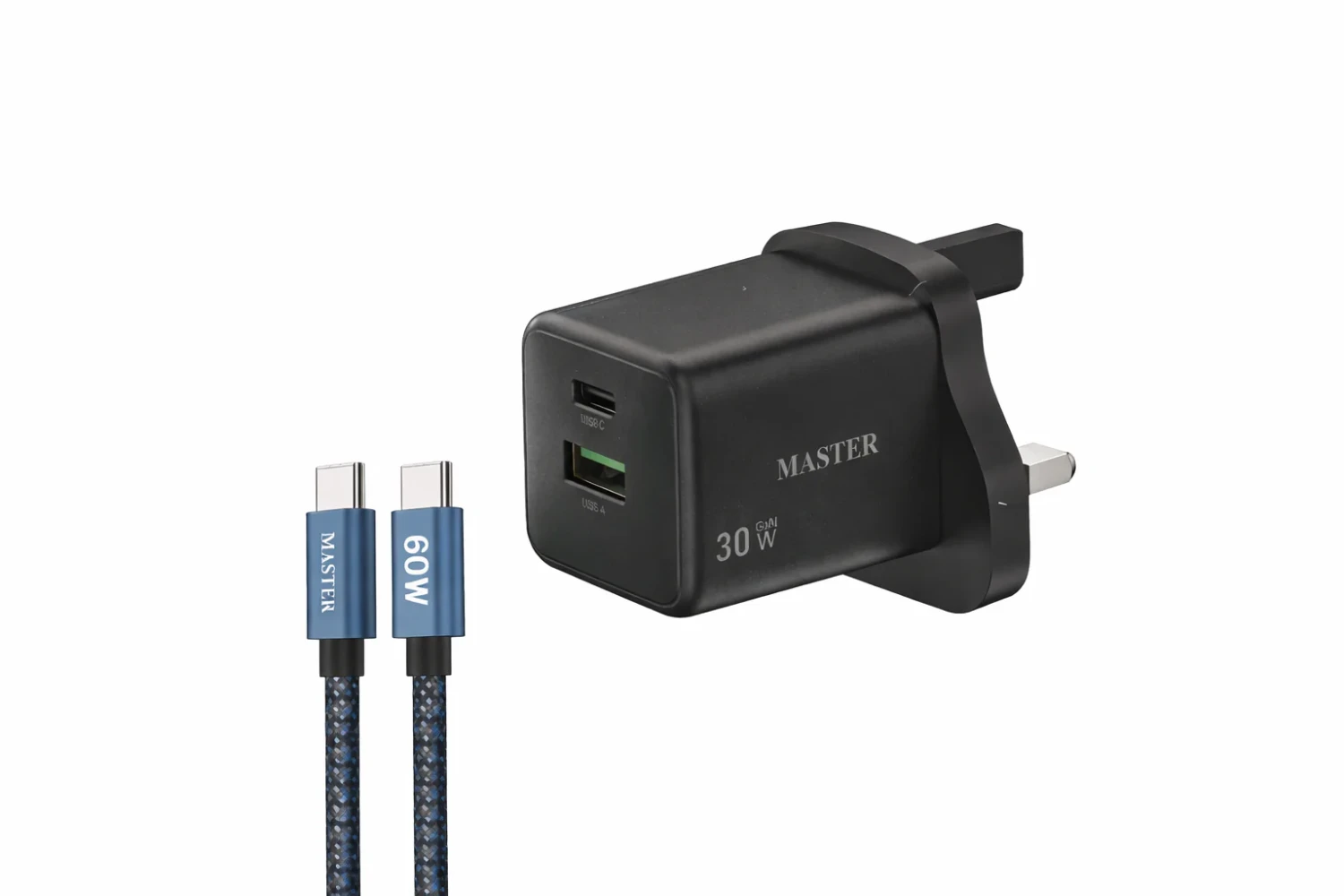 Master Charger 20W+Cable-USB-C to Lightning-Black شاحن ماستر