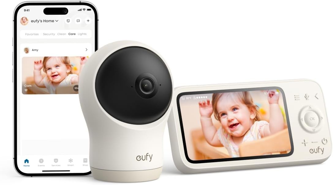 Anker Eufy 2K Wi-Fi Camera C10-Baby Monitor-White جهاز مراقبة أطفال ذكي مع كاميرا وشاشة