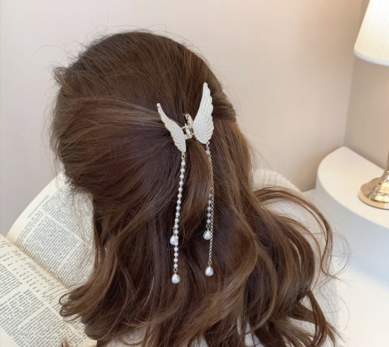 Angel Wings Pearl Hair Clip