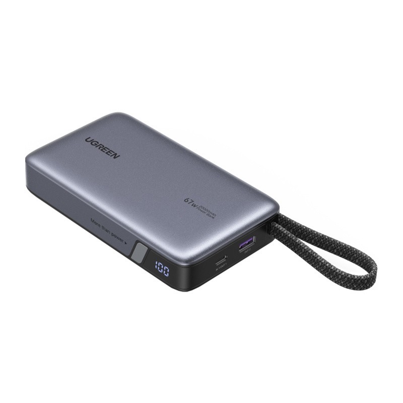 UGREEN Power Bank with Built-in Cable (67W)-20K-Gray بوربانك يوجرين