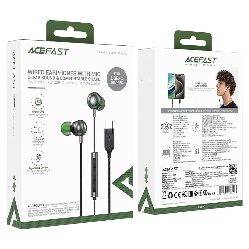 Acefast Wired Earphones USB-C L5-Black