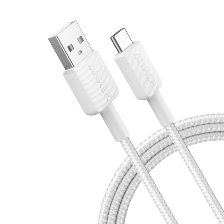 كابل نايلون أنكر من USB-A إلى USB-C - 3 أقدام - أبيض