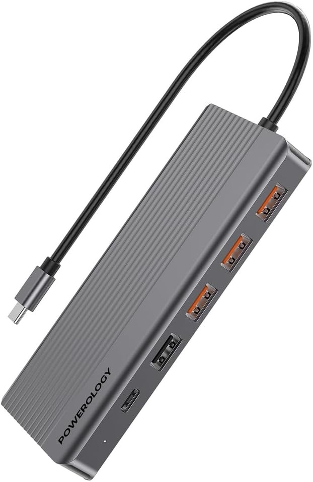 Powerology 13in1 USB-C Hub 4K HDMI Type-C 100W PD-Gray