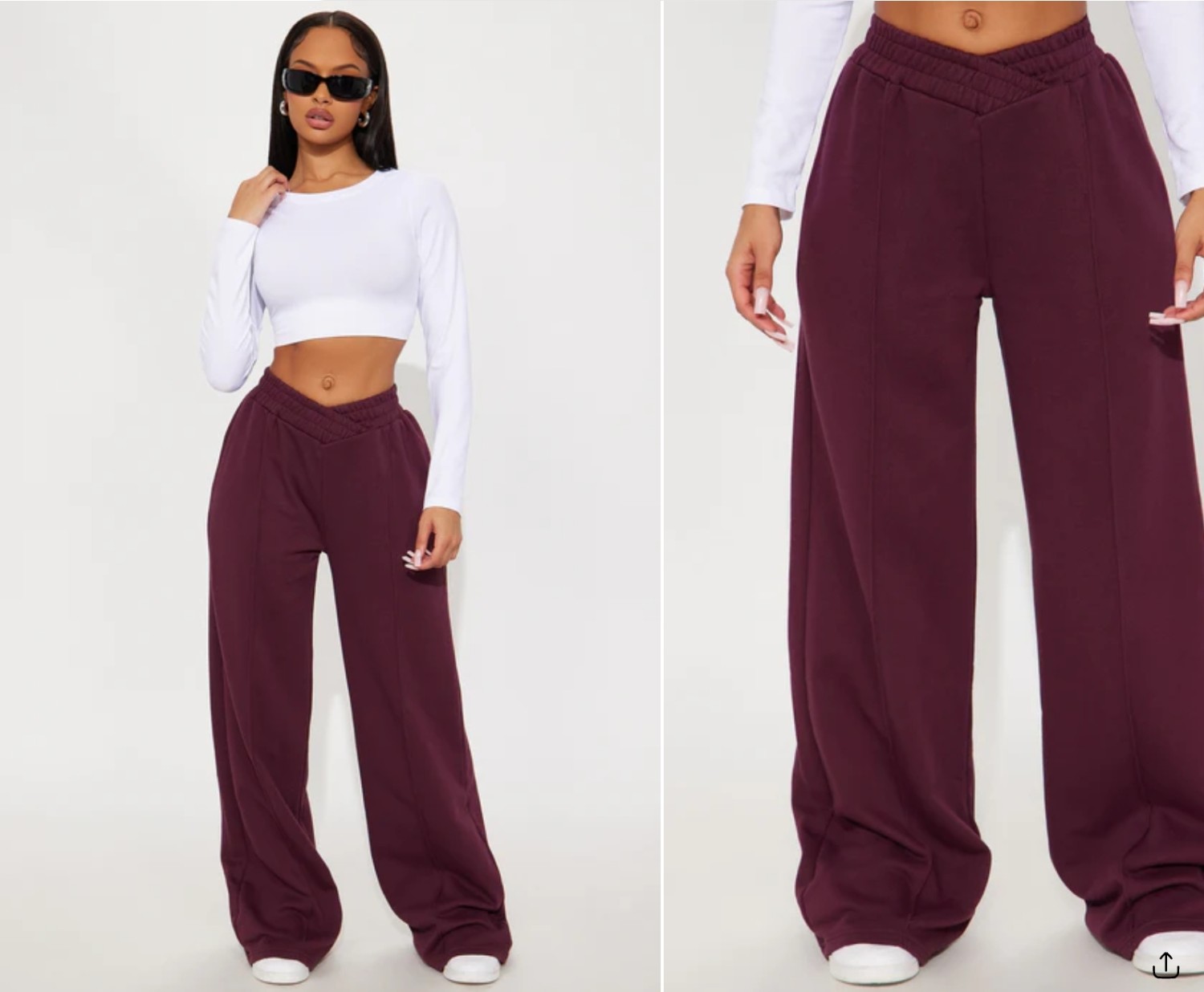 Cassandra Cross Over Lounge Pant - Burgundy