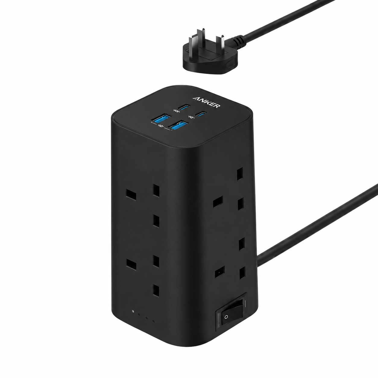 Anker 12-in-1 Multi-Device Power Strip Tower 20W - Black---سيار كهربائي