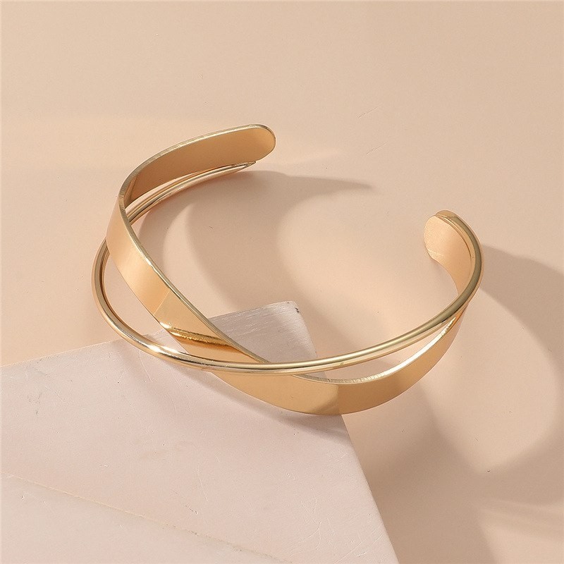 Modern Double-Wrap Gold Cuff Bracelet