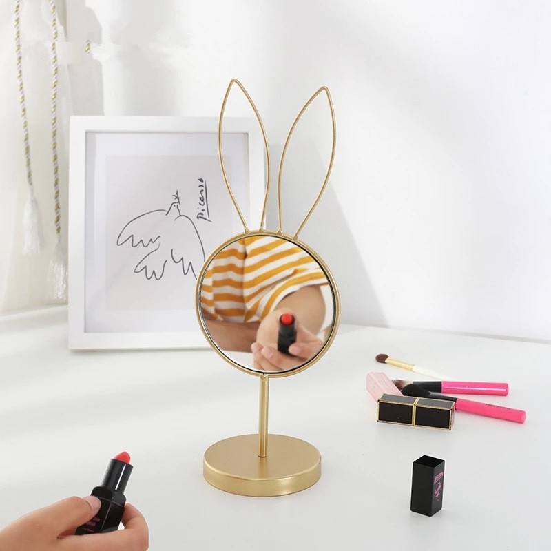 Nordic Gold Bunny Ear Desktop Makeup Mirror
