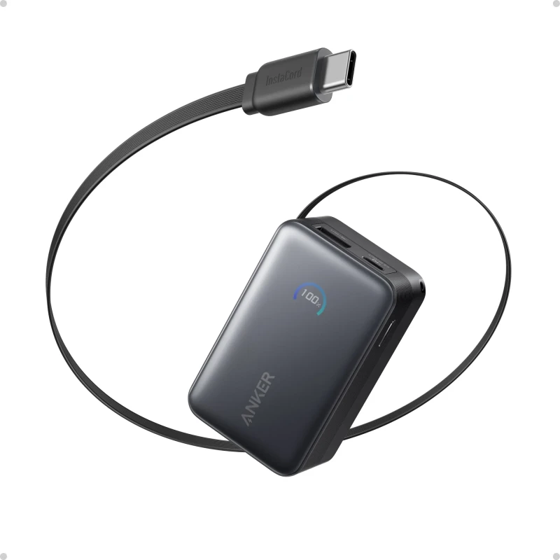 Anker Nano Power Bank (10K, 45W)USB-C Cable-Black