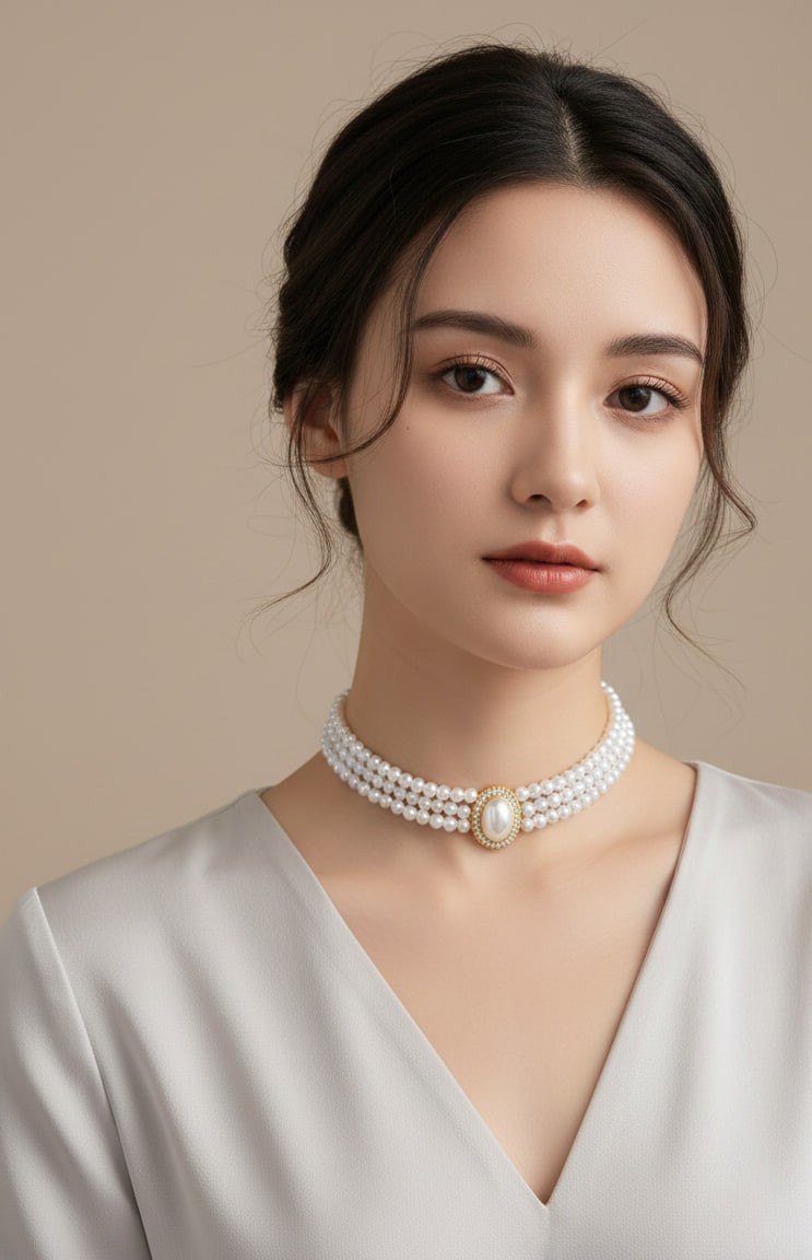 Classic Pearl Layered Choker Necklace