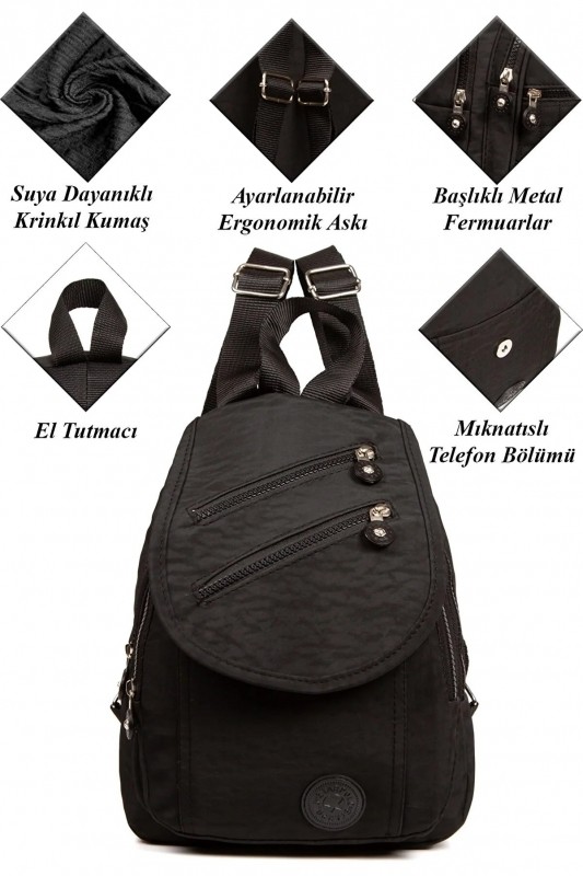 Ultra-Light Crinkle Fabric Mini Backpack