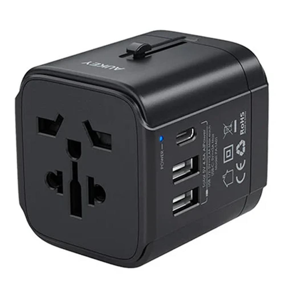 Aukey Minima Universal Adapter USB Ports-Black شاحن اوكي