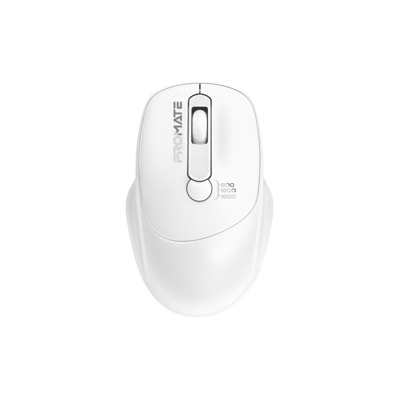 Promate EZGrip Ergonomic Wireless Mouse -White
