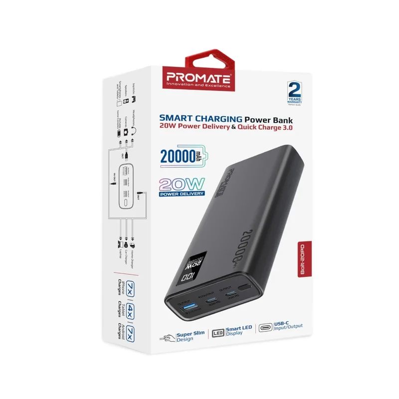 Promate Power Bank 20K-20W-Black