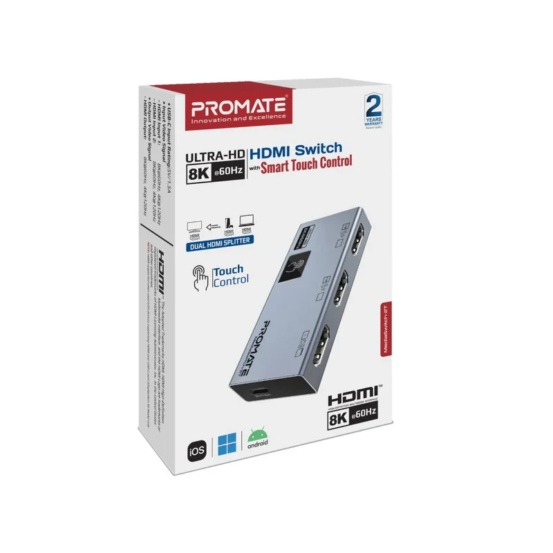 Promate HDMI Switch 8K-6Hz-Gray