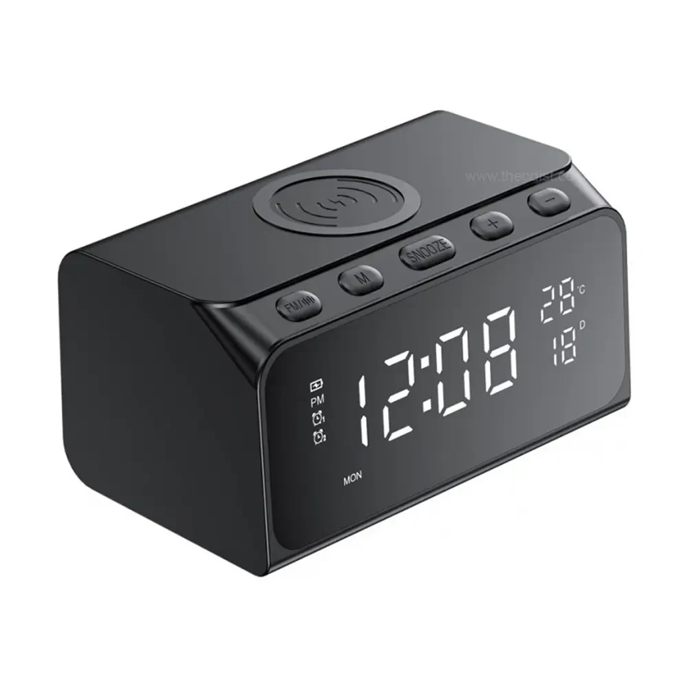Havit Wireless Charger 15& Alarm Clock W3041-Black ساعة وشاحن لاسلكي