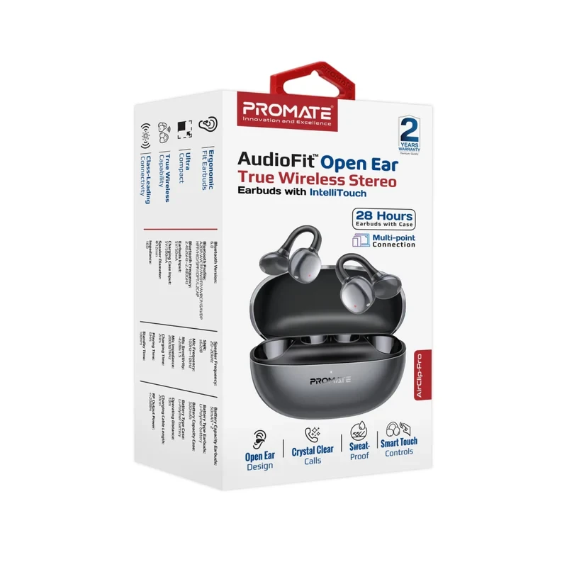 Promate AirClip-Pro True Wireless Earbuds-Black