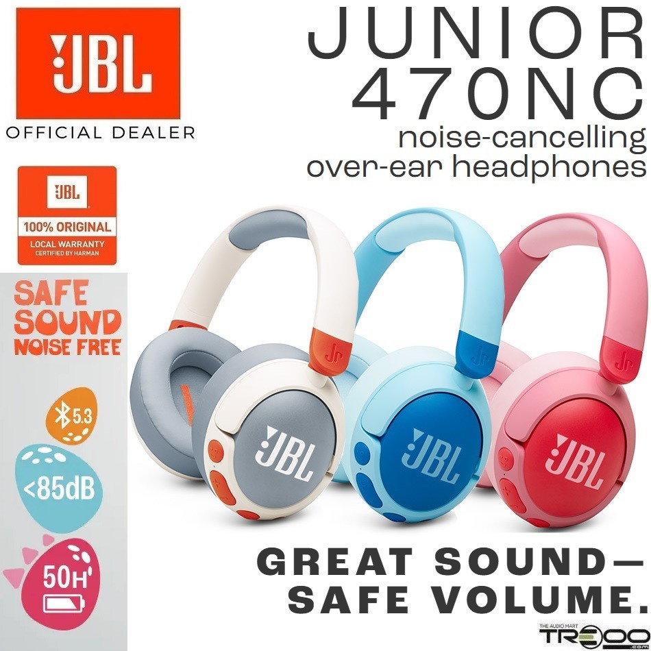 JBL JR 470NC Wireless Noise Cancelling Headphones-White