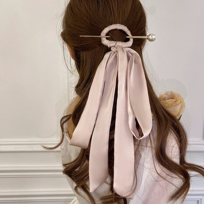 Elegant Ribbon Pearl Hair Pin