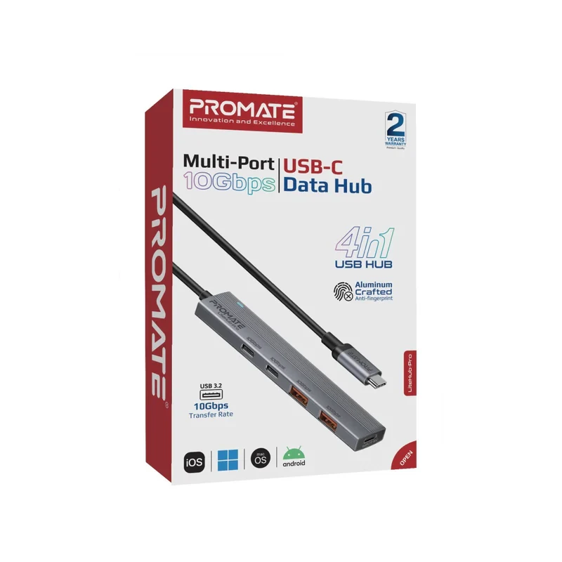 Promate 4-in-1 Multi-Port USB-C HUB