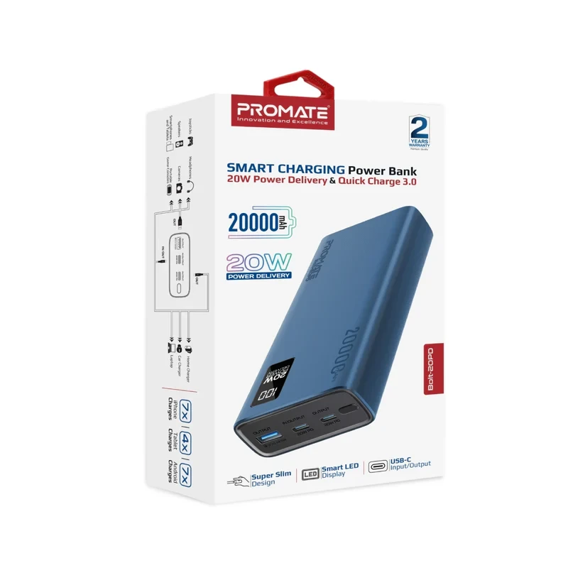 Promate Power Bank 20K-20W-Blue