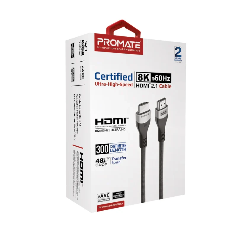 Promate Cable HDMI to HDMI 8K-60Hz-3M-Black
