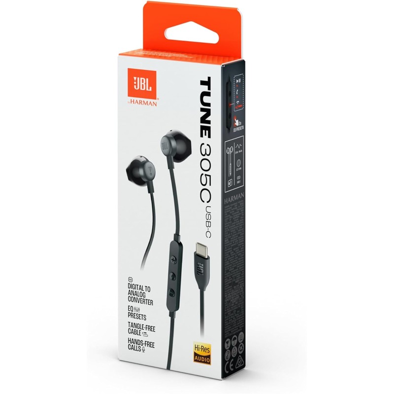 JBL Earphone Tune 305C USB-C -Black