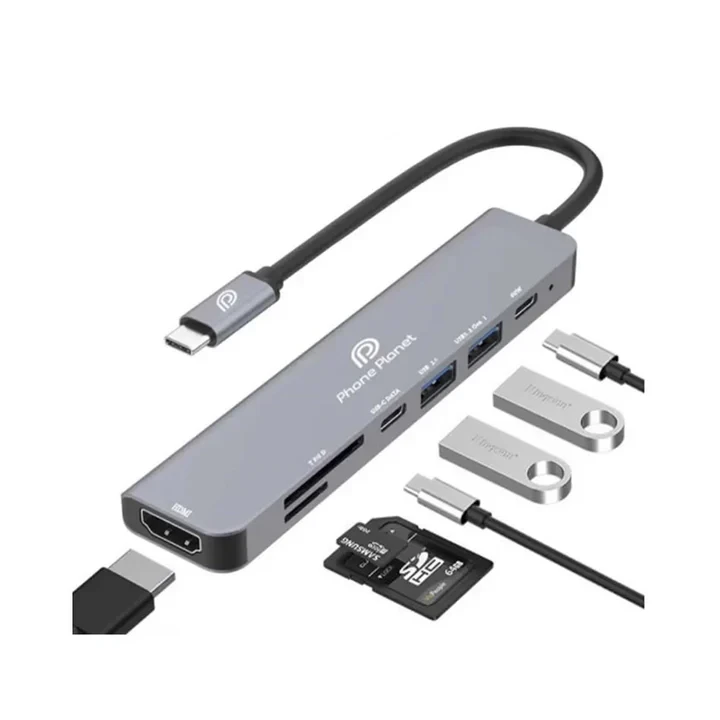 Phone Planet Multifunction HUB 7in1 Type-C-Gray