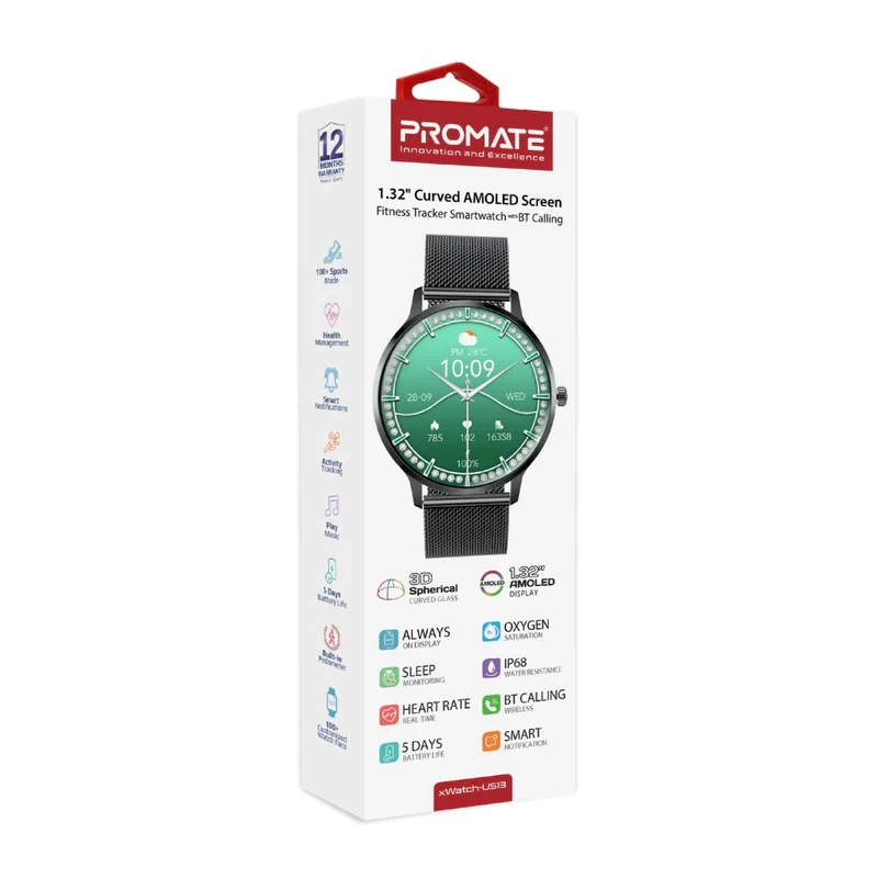 Promate X Watch-US13-Black--ساعة بروميت إكس