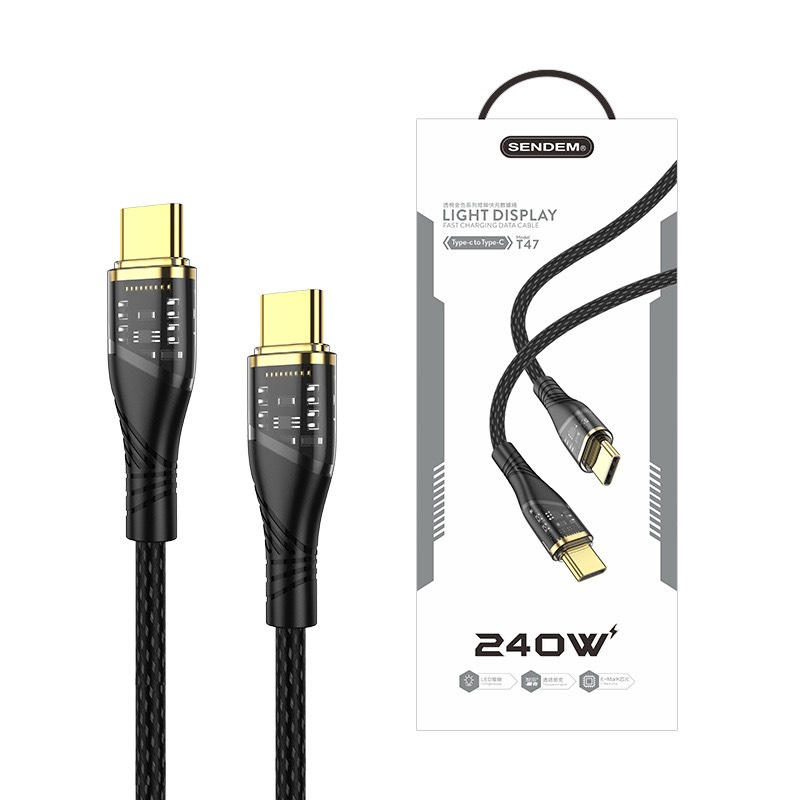 كابل شحن SENDEM تايب-C-C بقدرة 240 واط - T47