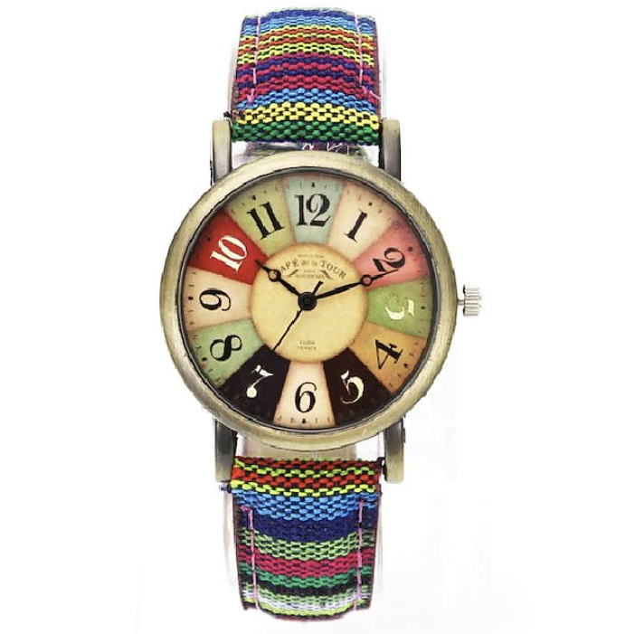 Quartz Watch Popular Movie Pattern Retro Watches Unisex Men Valentine's Day Gift for Women Military Camouflage Belt Denim Canvas Band Fashion